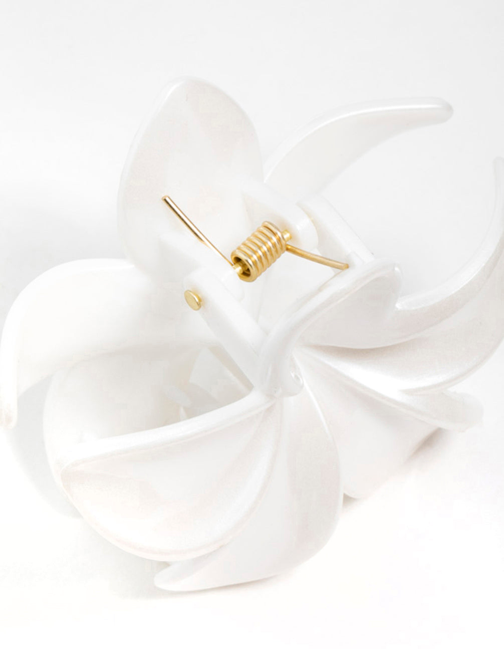 White Frangipani Flower Claw Clip