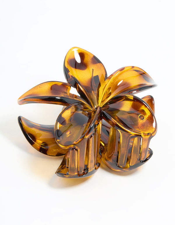 Neutral Acrylic Frangipani Flower Claw Clip