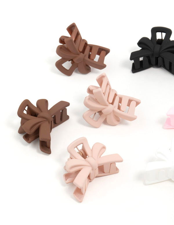 Matte Neutral Min Bow Claw Clips 10-Pack