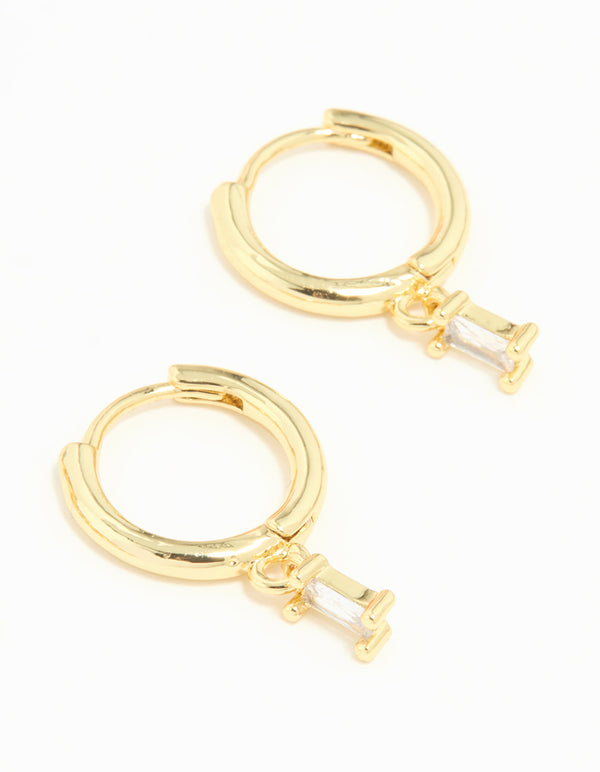 Gold Plated Brass Cubic Zirconia Chain & Stud Earrings 3-Pack