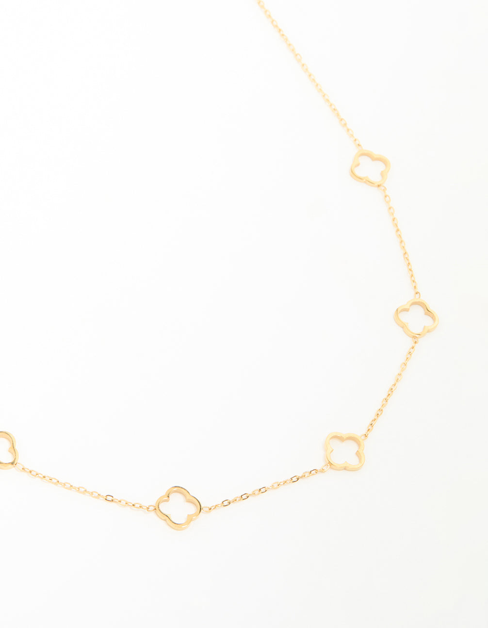 Waterproof Gold Plated Stainless Steel Hollow Flower Pendant Necklace