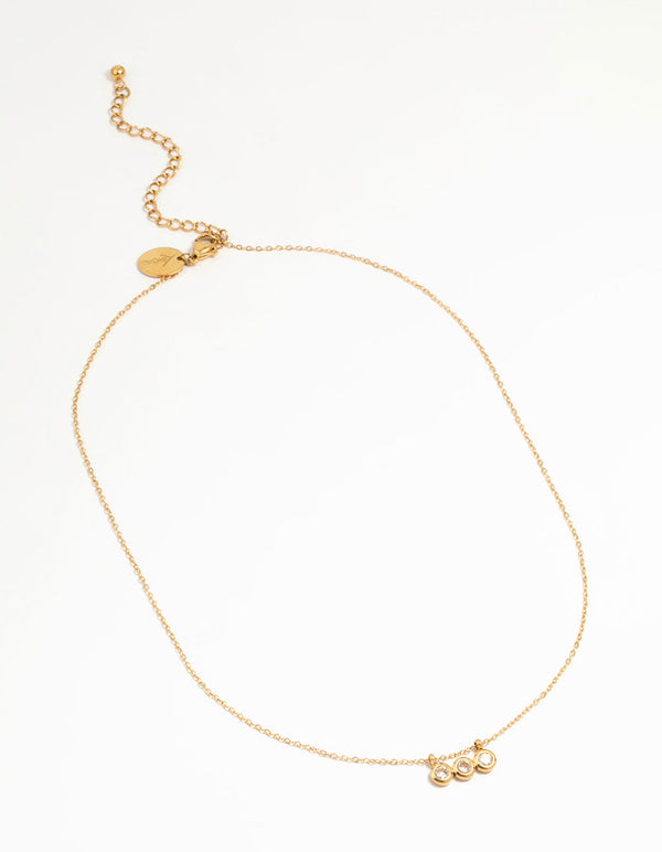 Waterproof Gold Plated Glass Circle Pendants Necklace