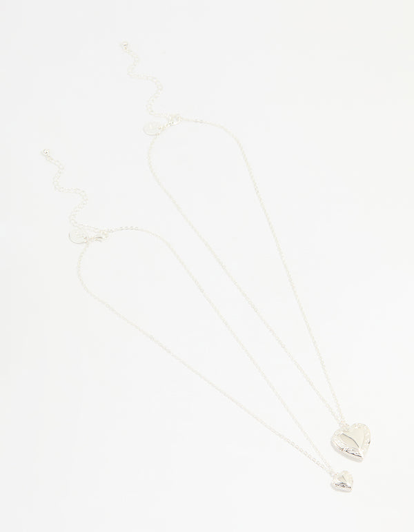 Silver Plated Heart Pendant Necklaces 2-Pack