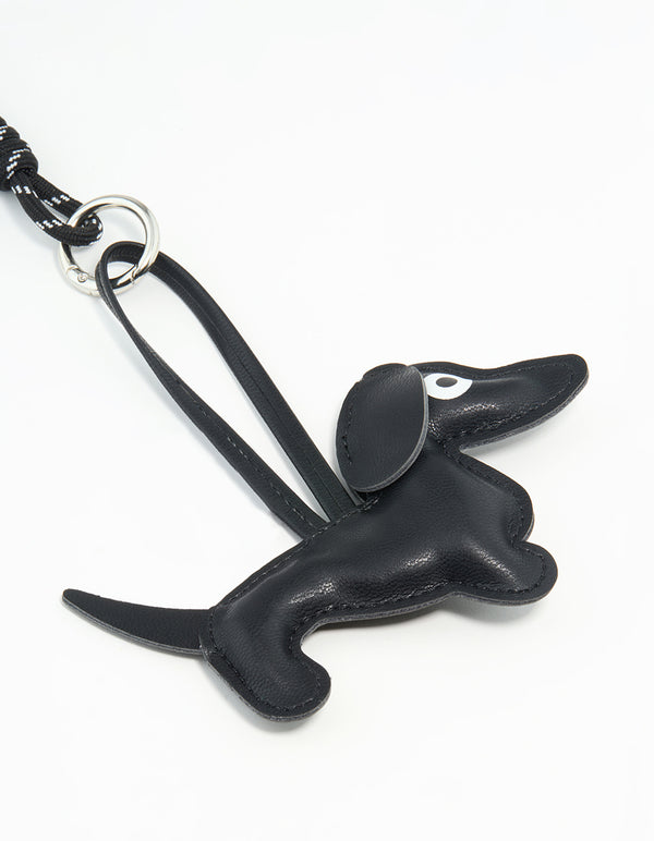 Black PU Leather Sausage Dog Key Chain