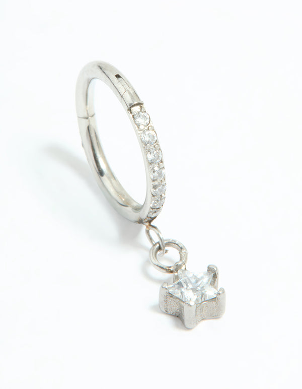 Surgical Steel Cubic Zirconia Micro Star Clicker Ring