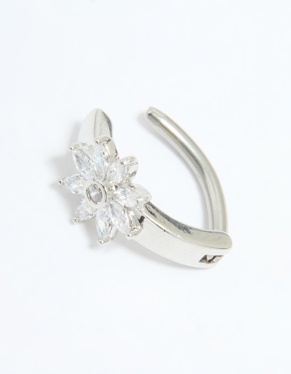 Surgical Steel Cubic Zirconia Flower Curved Belly Ring