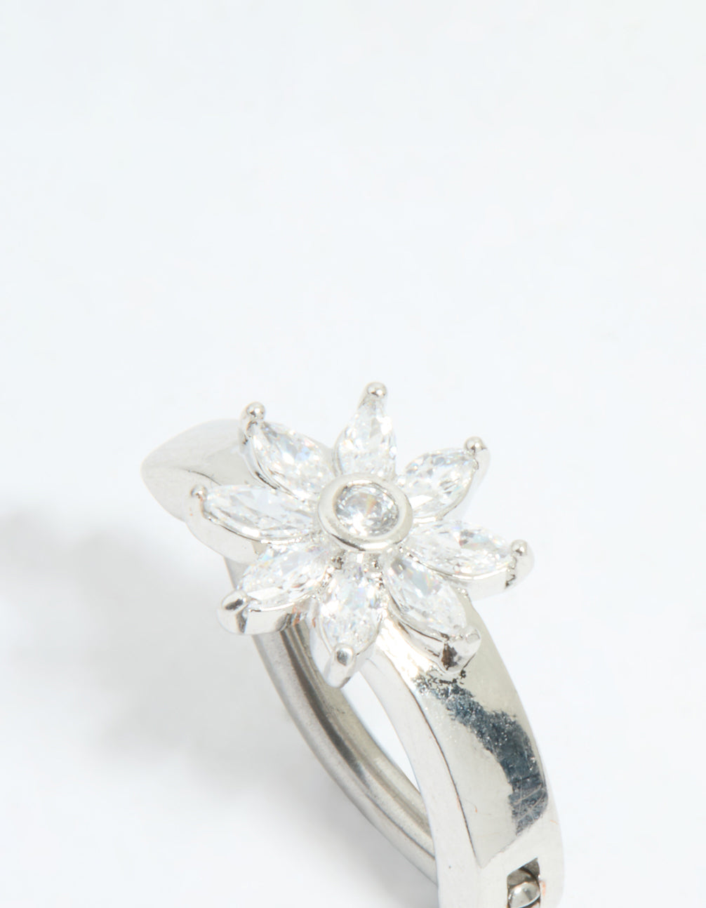 Surgical Steel Cubic Zirconia Flower Curved Belly Ring