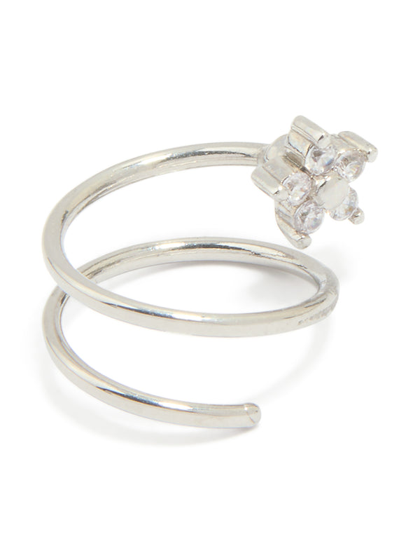 Surgical Steel Cubic Zirconia Flower Twist Nose Ring