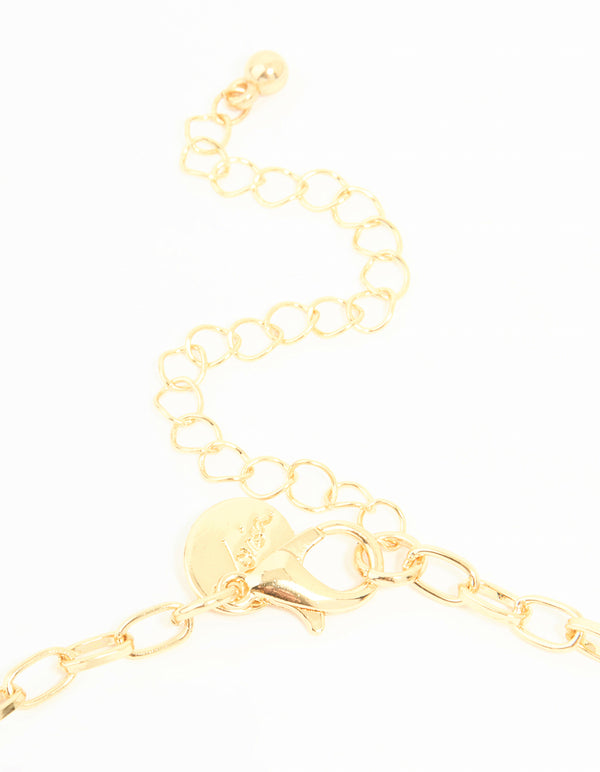 Gold Watch & Bow Charm Necklace