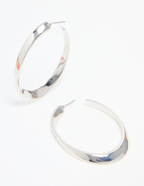 Silver Twisted Hoop Earrings
