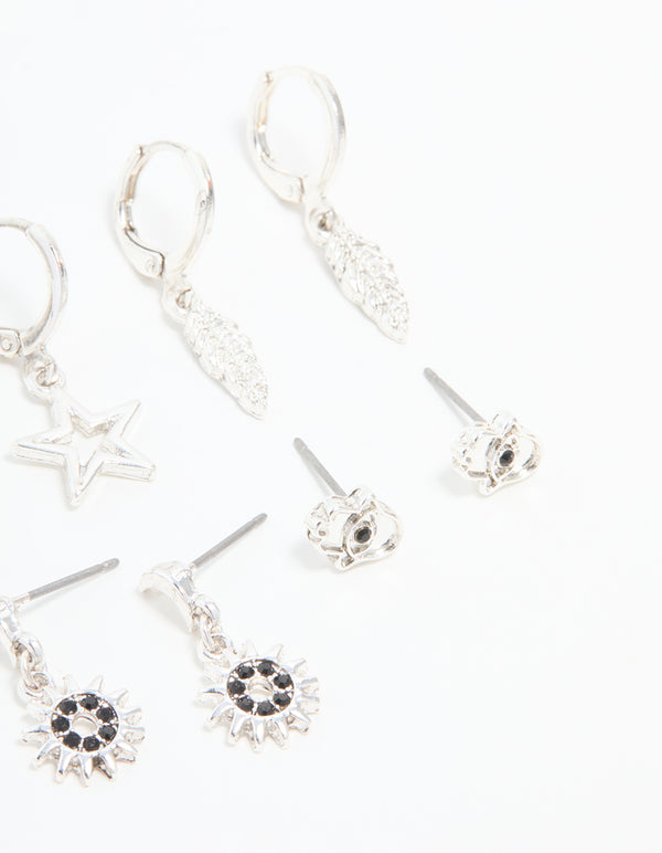 Silver Celestial Drop Earrings 6-Pack