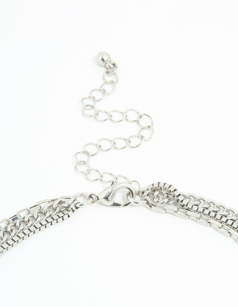 Triple Silver Chain Necklace main image 0