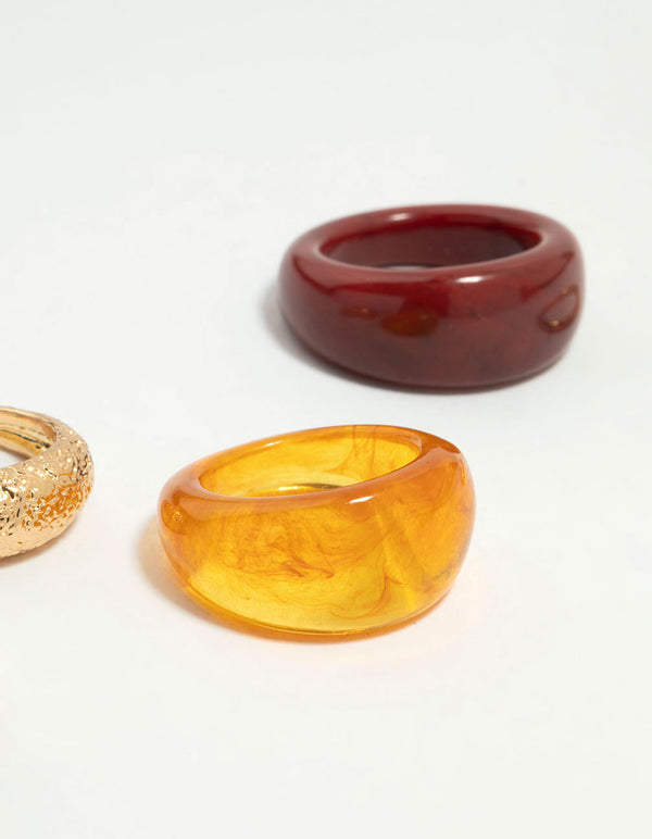 Gold Acrylic Bubble Stacking Rings 5-Pack