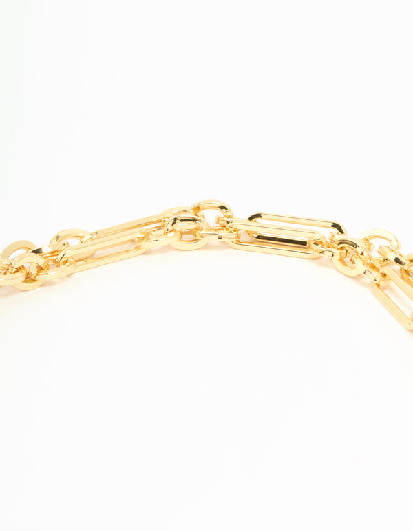 Gold Plated Heart Pendant Chain T & O Necklace