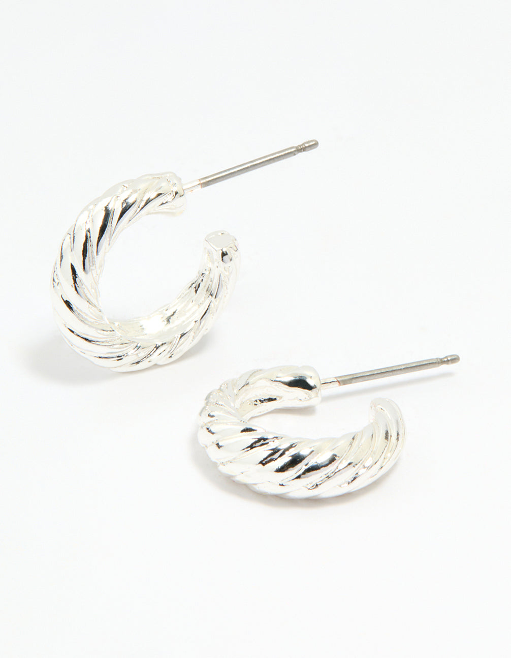 Silver Crescent Hoop Earrings