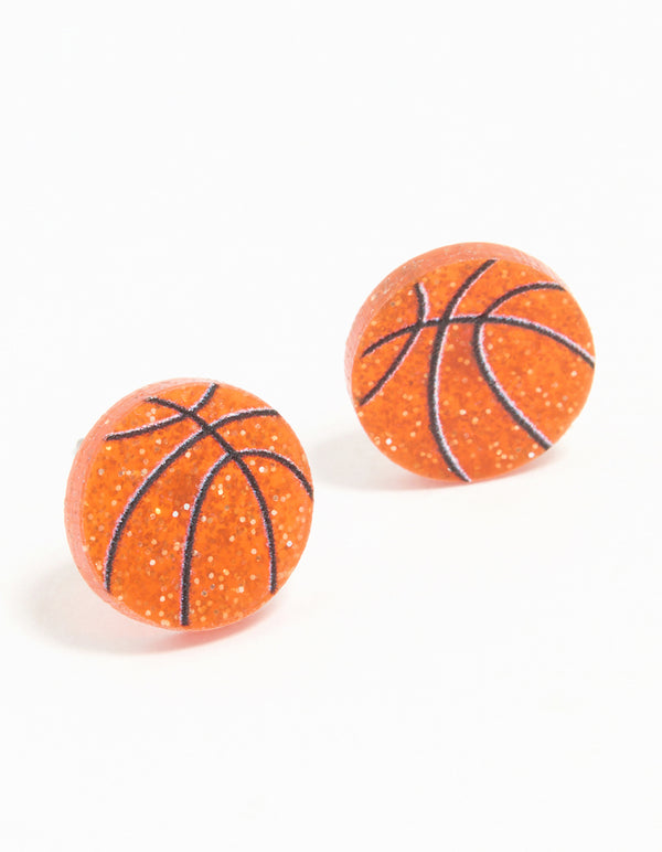 Gold Basketball Stud Earrings