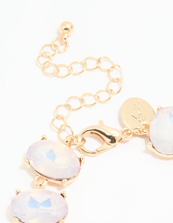 Gold Diamante Iridescent Oval Bracelet