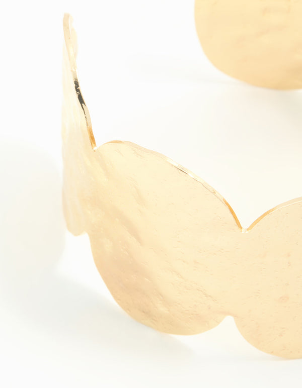 Gold Circle Hammered Wrist Cuff