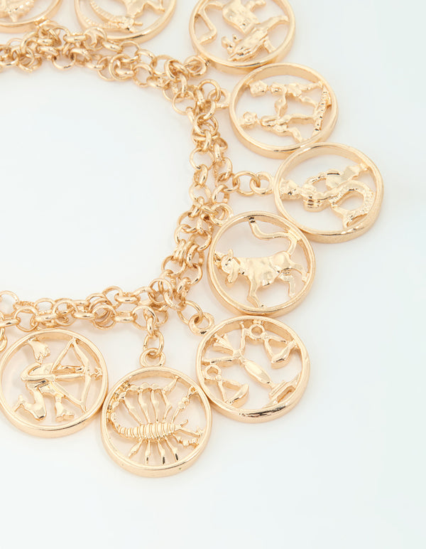 Gold Zodiac Signs Charm Bracelet
