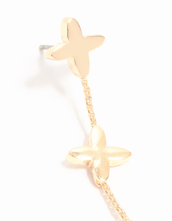 Gold Chain Flower Drop Earrings