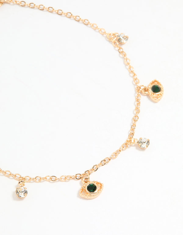 Gold Evil Eye & Coin Chain Anklets 3-Pack