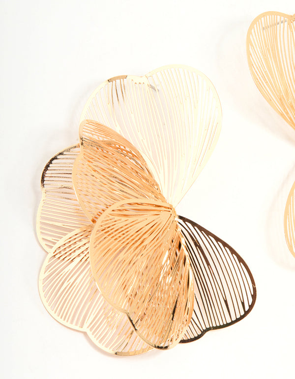 Gold Wire Petal Stud Earrings