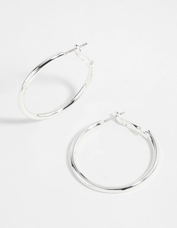 Silver Narrow Hinged Hoop Earrings