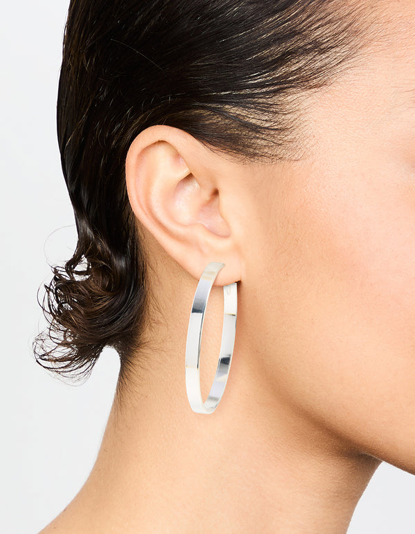 Silver Textured Hoop Earrings