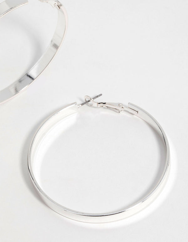 Silver Textured Hoop Earrings