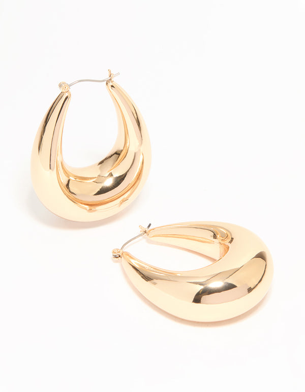 Gold Thick Large Hoop Earrings