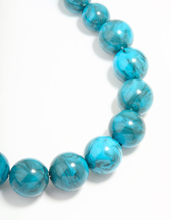 Gold Turquoise Acrylic Beaded Necklace