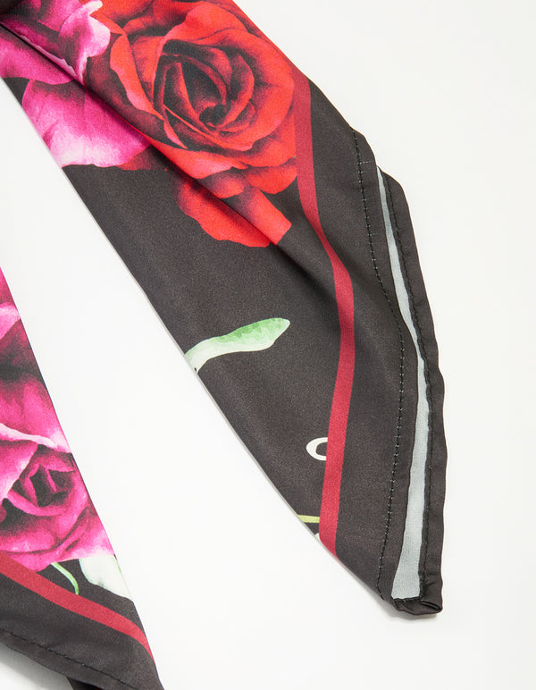 Bold Rose Fabric Scarf