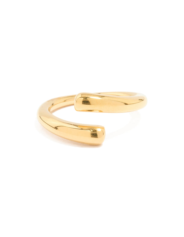 Designed with waterproof gold plated stainless steel swirl wrap ring in dainty style close up view