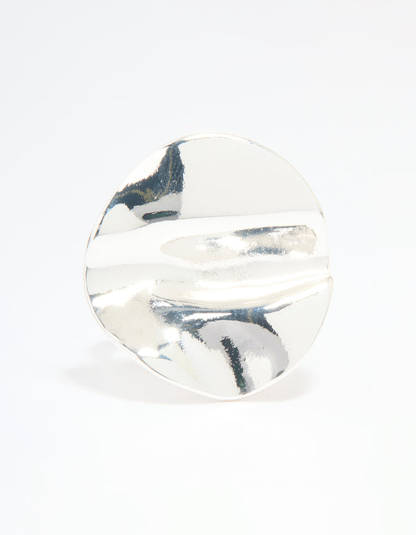 Silver Plated Textured Circle Ring