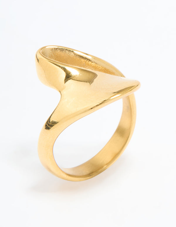 Waterproof Gold Plated Stainless Steel Open Swirl Ring