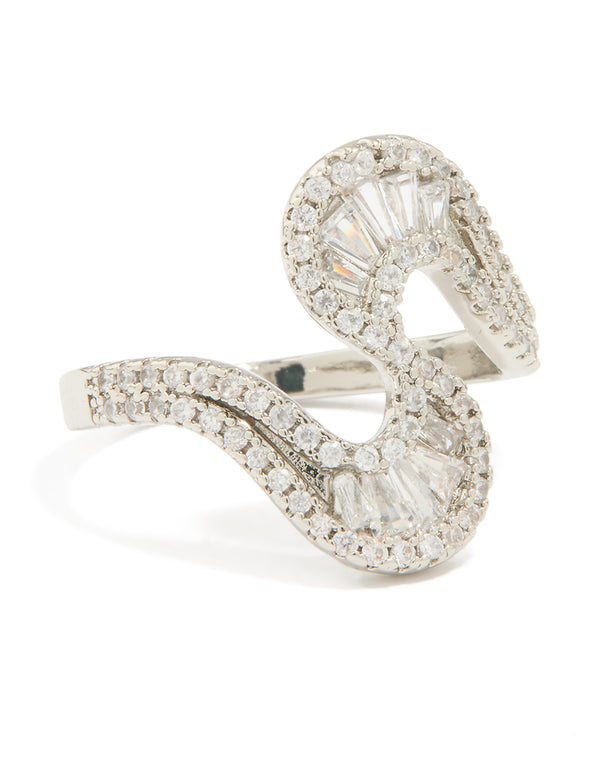 Silver Cubic Zirconia Swivel Statement Ring
