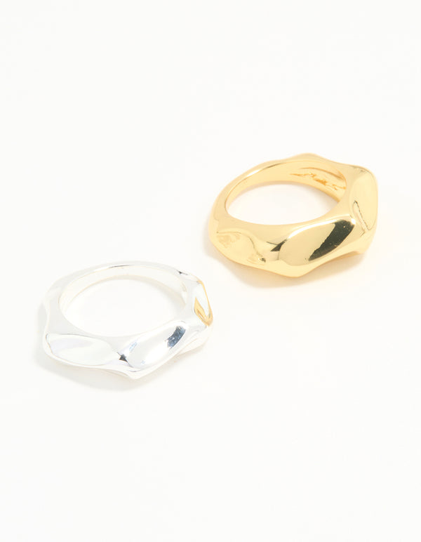 Mixed Metal Textured 2-Rings