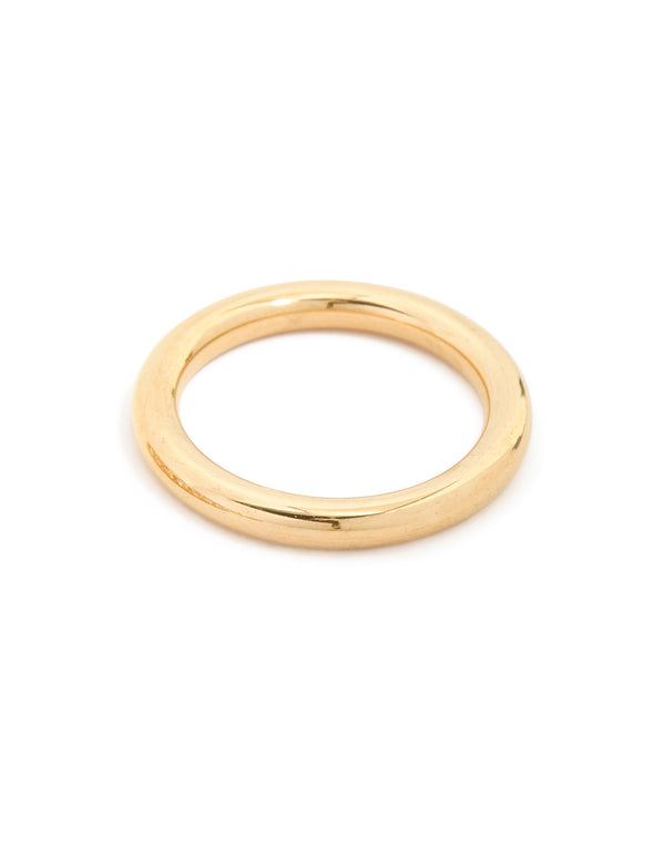 Crafted waterproof gold plated triple band stacking rings in a 3-pack side view