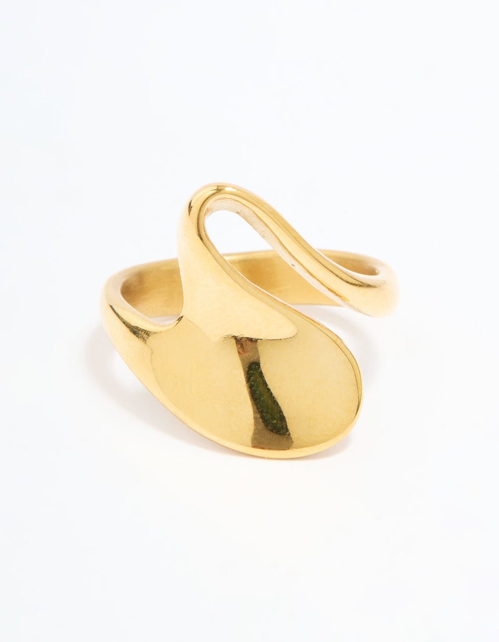 Waterproof Gold Plated Stainless Steel Open Swirl Ring