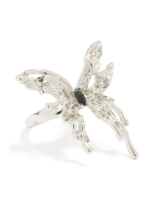 Silver Gothic Butterfly Ring