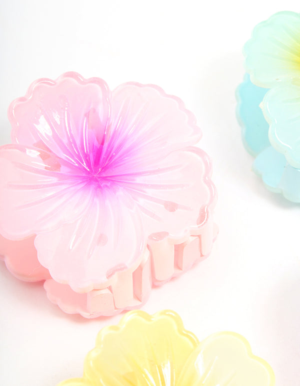Vibrant Mini Hibiscus Flower Claw Clips 4-Pack