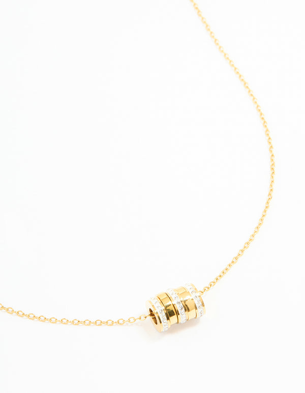 Waterproof Gold Plated Stainless Steel Cubic Zirconia Rondell Necklace