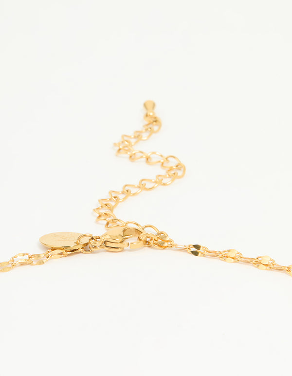 Elegant bar waterproof gold plated stainless steel layered chain Y-necklace clasp detail view