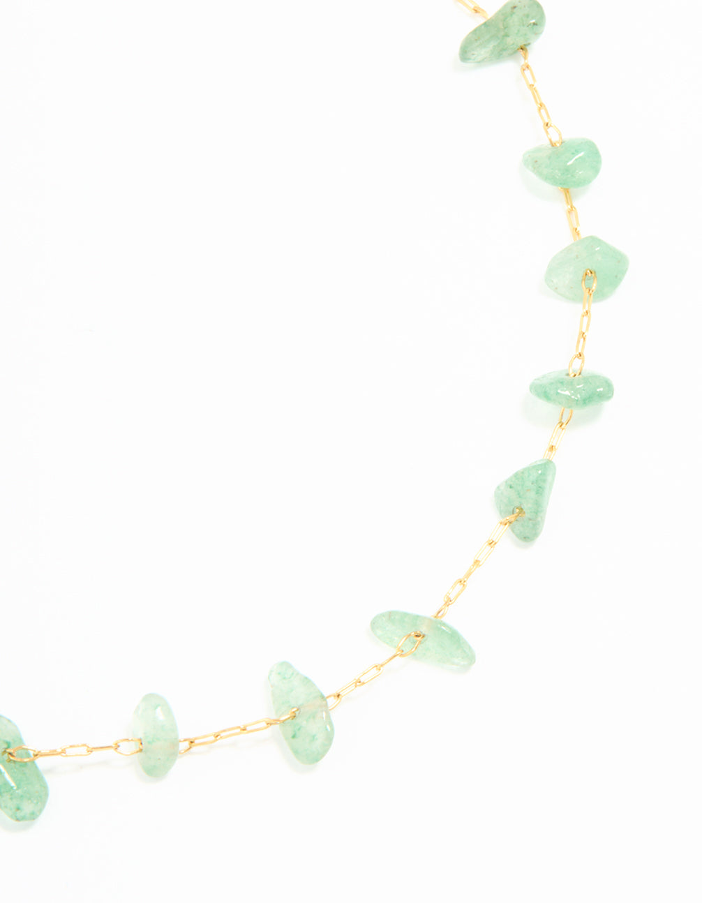 Waterproof Gold Plated Stainless Steel Green Semiprecious Stone Anklet