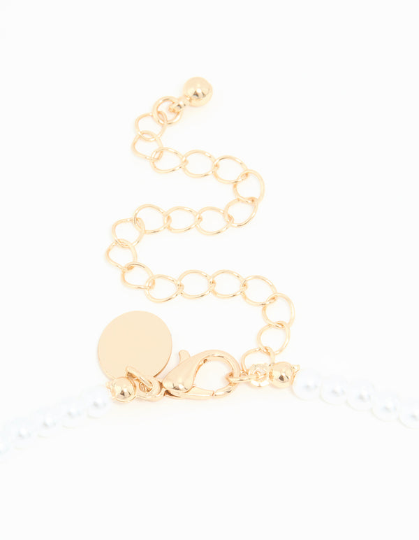 Gold Pearl Celestial Charm Necklace