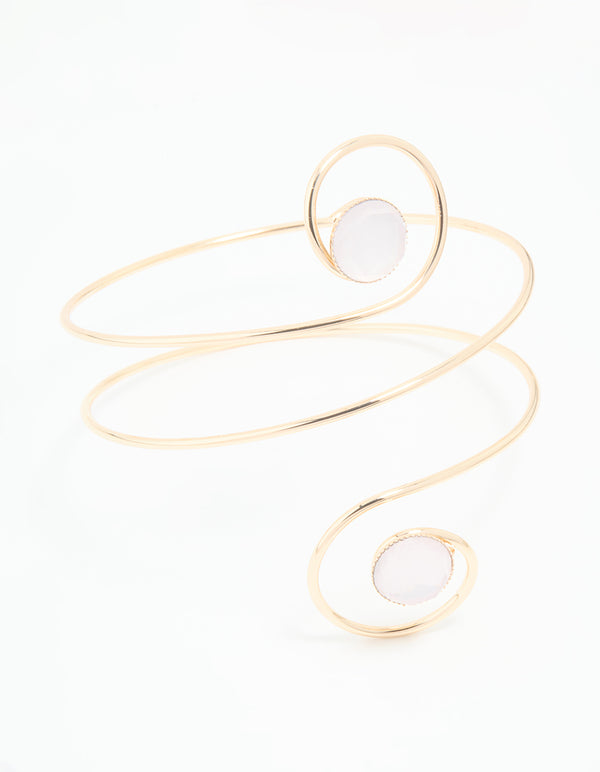Gold Clear Gem Swirl Arm Cuff