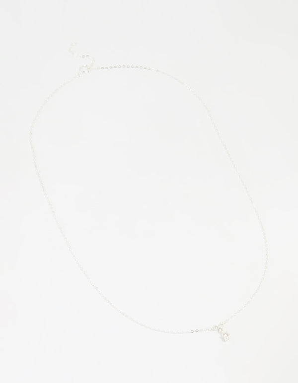 Sterling Silver Cubic Zirconia Drop Necklace
