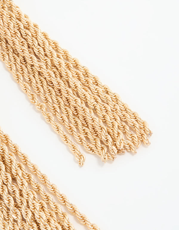 Gold Fringe Chain Drop Earrings