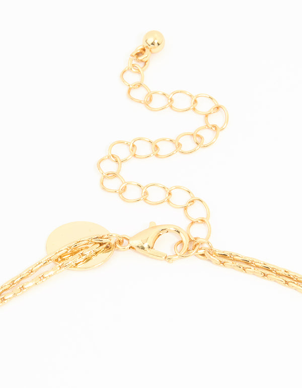 Gold Plated Chain Layered Y- Necklace