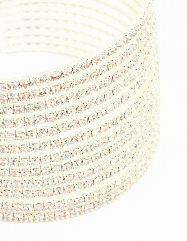 Silver Diamante Strand Wrist Cuff